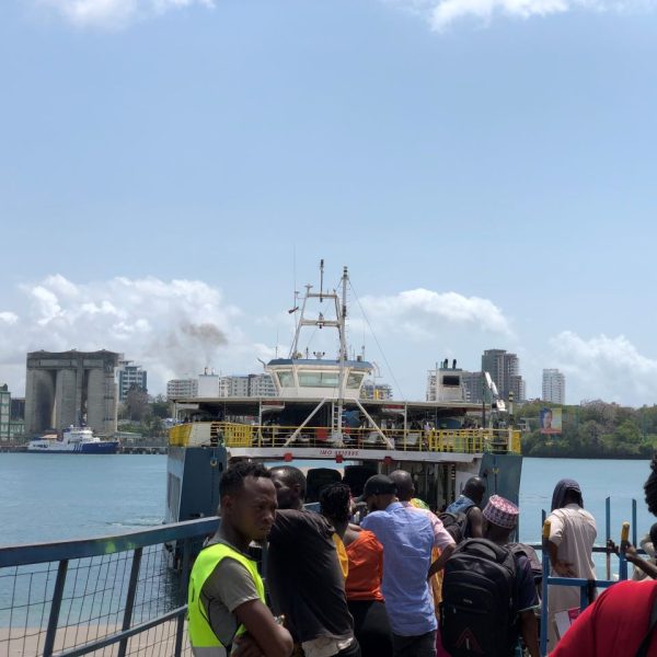 Sunny day at the coast with a blue sky