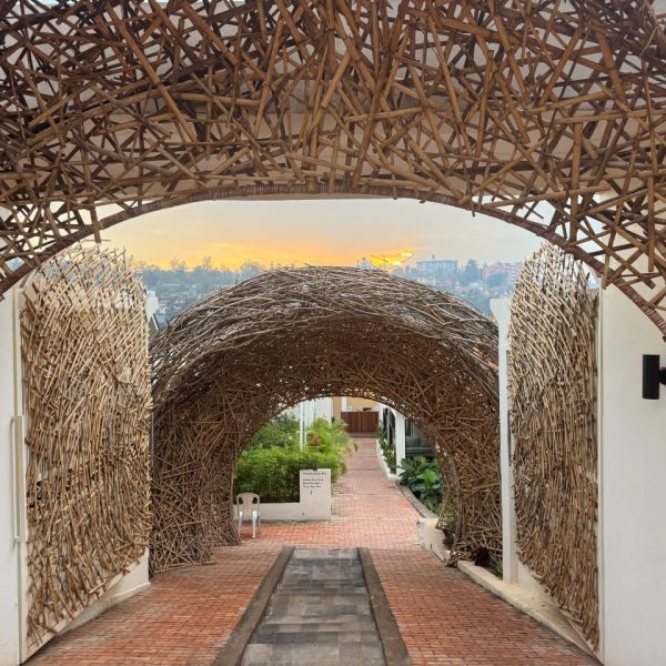 Woven twig entrance at a hotel