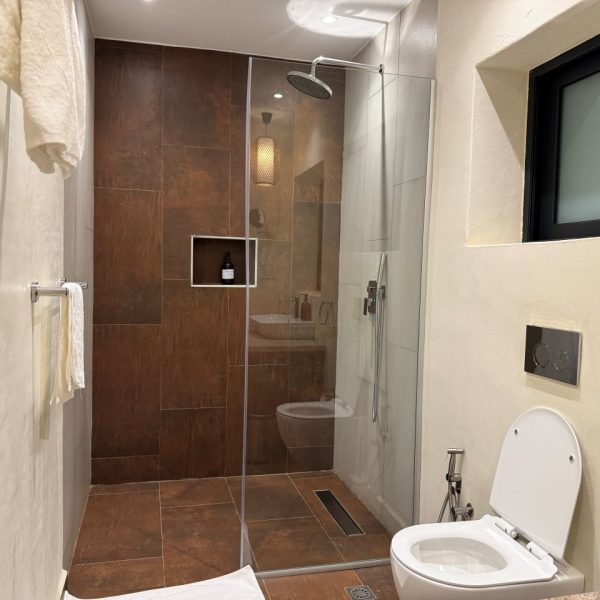 Bathroom with a flush toilet 